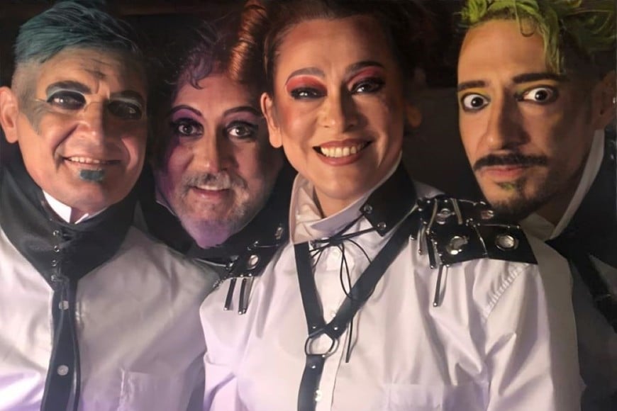 “La Confesión de Molière + 2051 Odisea del exteatro”: actores Gabriel Prieto, Demian Sánchez, Marisa Ramírez y Javier Bonatti.