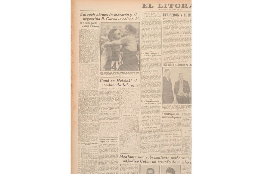 La cobertura de El Litoral de aquél famoso maratón que se llevó a cabo en los Juegos Olímpicos de 1952