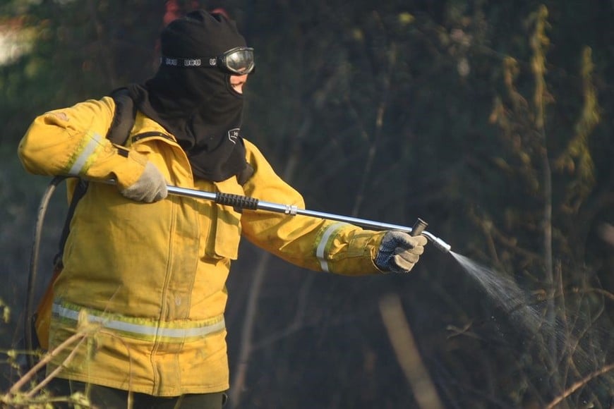 “El Ministerio de Ambiente está capacitando 120 brigadistas forestales que son bomberos voluntarios, a la par de bomberos zapadores”, comentó Marcos Escajadillo, secretario de Protección Civil y Gestión de Riesgos de la Provincia.  Foto: Manuel Fabatía / Archivo
