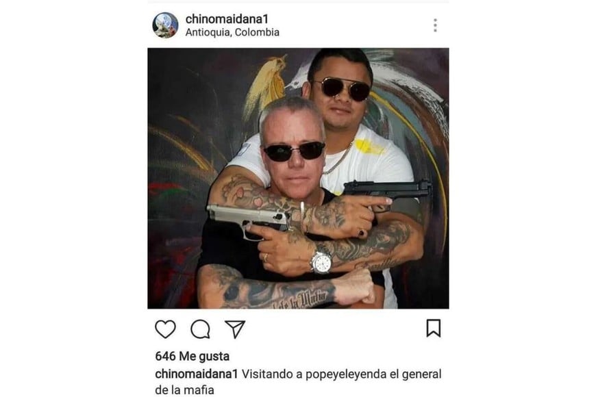 El "Chino" junto a John Jairo Vásquez, jefe de sicarios del narcotraficante Pablo Escobar.