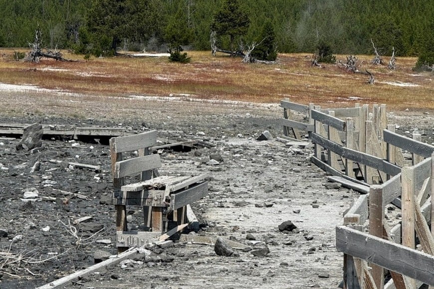 A view shows Biscuit Basin in Yellowstone National Park after it was temporarily closed due to hydrothermal explosion, in Yellowstone National Park, Wyoming, U.S., July 23, 2024. YELLOWSTONE NATIONAL PARK/ /via REUTERS  THIS IMAGE HAS BEEN SUPPLIED BY A THIRD PARTY. MANDATORY CREDIT. NO RESALES. NO ARCHIVES.