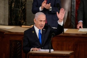Israeli Prime Minister Benjamin Netanyahu addresses a joint meeting of Congress at the U.S. Capitol in Washington, U.S., July 24, 2024. REUTERS/Craig Hudson