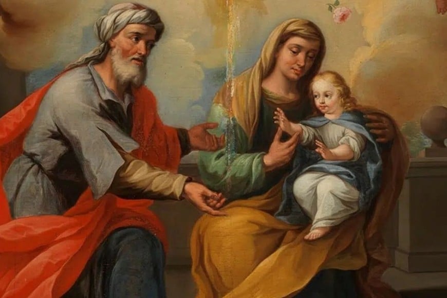 San Joaquín, Santa Ana y la Virgen María retratados en una pintura del Museo del Prado, en España.