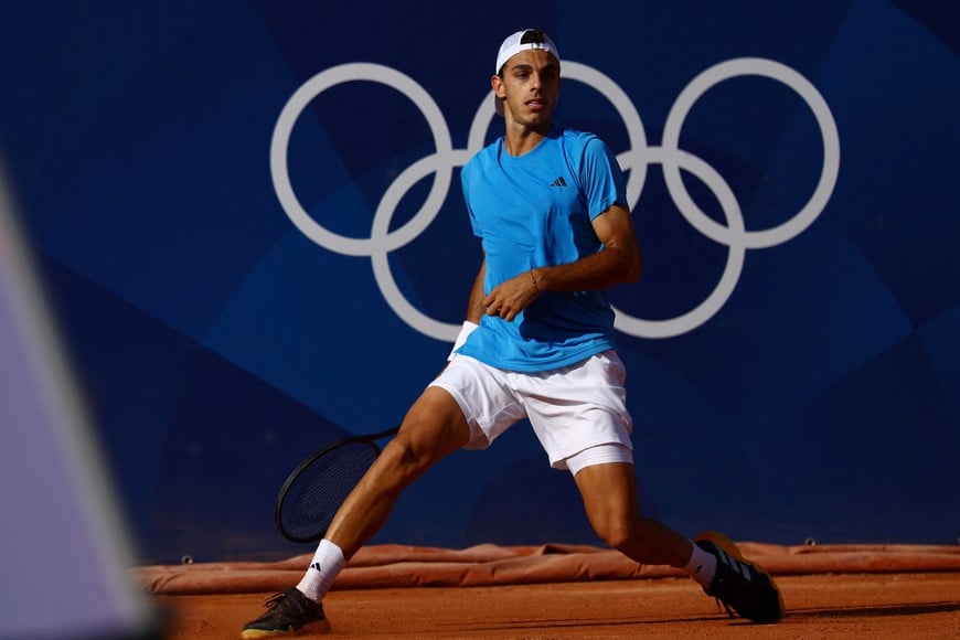 Paris 2024 Olympics - Tennis - Men's Singles First Round - Roland-Garros Stadium, Paris, France - July 28, 2024.
Francisco Cerundolo of Argentina in action during his first round match against Marcelo Tomas Barrios Vera of Chile. REUTERS/Edgar Su
