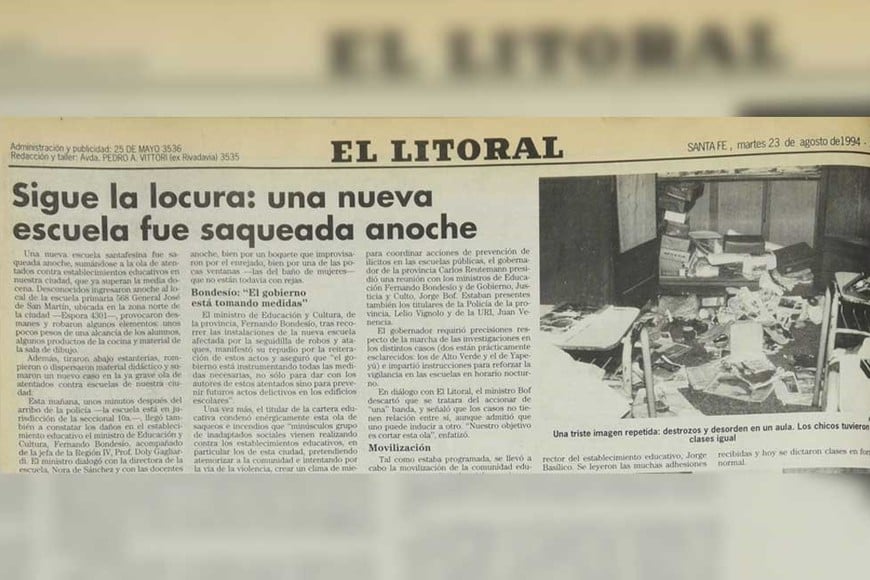 El Litoral siguió de cerca la saga delictiva contra escuelas.