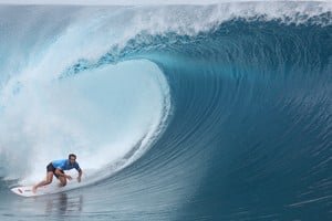 Paris 2024 Olympics - Surfing - Men's Round 3 - Heat 6 - Teahupo'o, Tahiti, French Polynesia  - July 29, 2024. Ramzi Boukhiam of Morocco in action during Heat 6. REUTERS/Carlos Barria