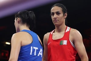 Paris 2024 Olympics - Boxing - Women's 66kg - Prelims - Round of 16 - North Paris Arena, Villepinte, France - August 01, 2024.
Imane Khelif of Algeria and Angela Carini of Italy react after their fight. REUTERS/Isabel Infantes