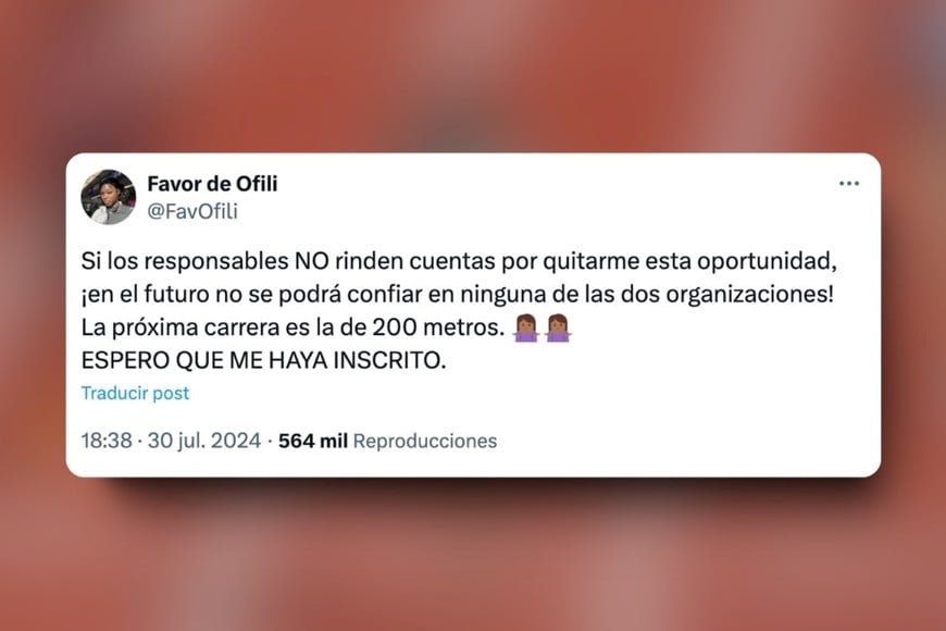 Ofili: "Si los responsables NO son castigados por quitarme esta oportunidad..."