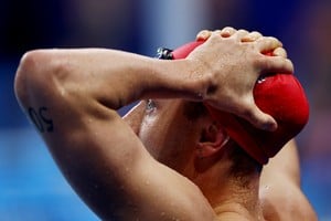 Paris 2024 Olympics - Swimming - Men's 200m Backstroke - Heats - Paris La Defense Arena, Nanterre, France - July 31, 2024. 
Luke Greenbank of Britain reacts. REUTERS/Ueslei Marcelino