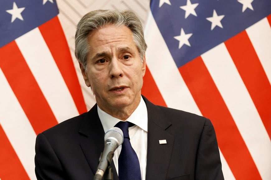 U.S. Secretary of State Antony Blinken attends a press conference in Ulaanbaatar, Mongolia August 1, 2024. REUTERS/B. Rentsendorj