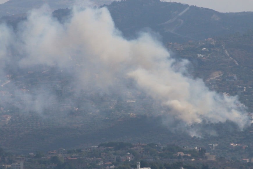 Smoke rises from Kfar Kila, amid cross-border hostilities between Hezbollah and Israeli forces, as pictured from Marjayoun, near the border with Israel, Lebanon August 3, 2024. REUTERS/Karamallah Daher