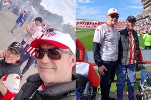 Tiziano Zanutigh junto a su padre en el 15 de Abril para ver a Unión ante River.