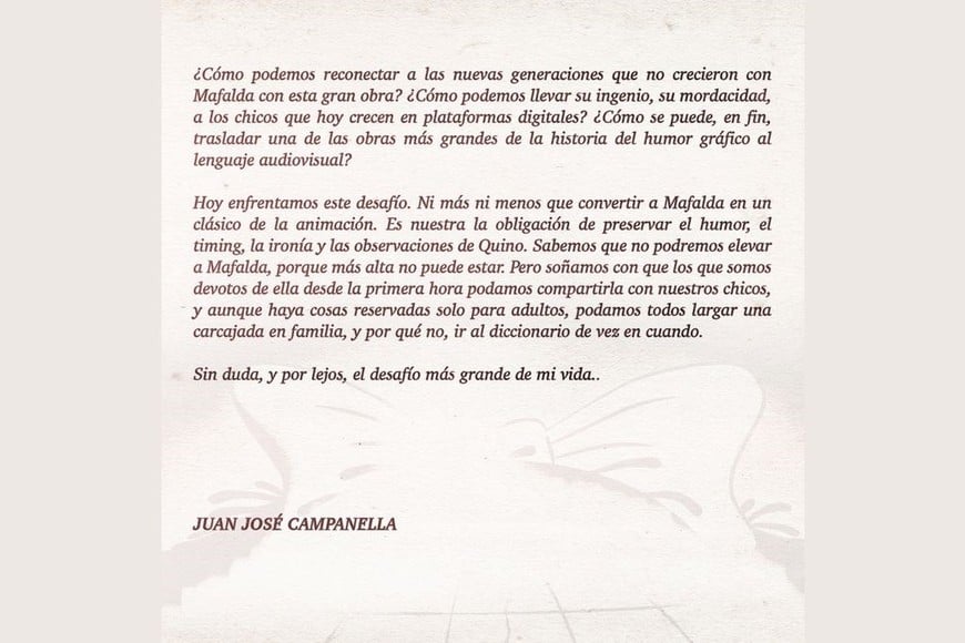 Segundo tramo del texto de Campanella que publicó Netflix en X.