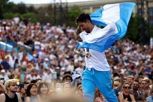 Paris 2024 Olympics - Champions Park medallists celebrations - Champions Park, Paris, France - August 01, 2024.
BMX Freestyle men's gold medallist Jose Torres Gil of Argentina during the Champions Park medallists celebrations. REUTERS/Hamad I Mohammed