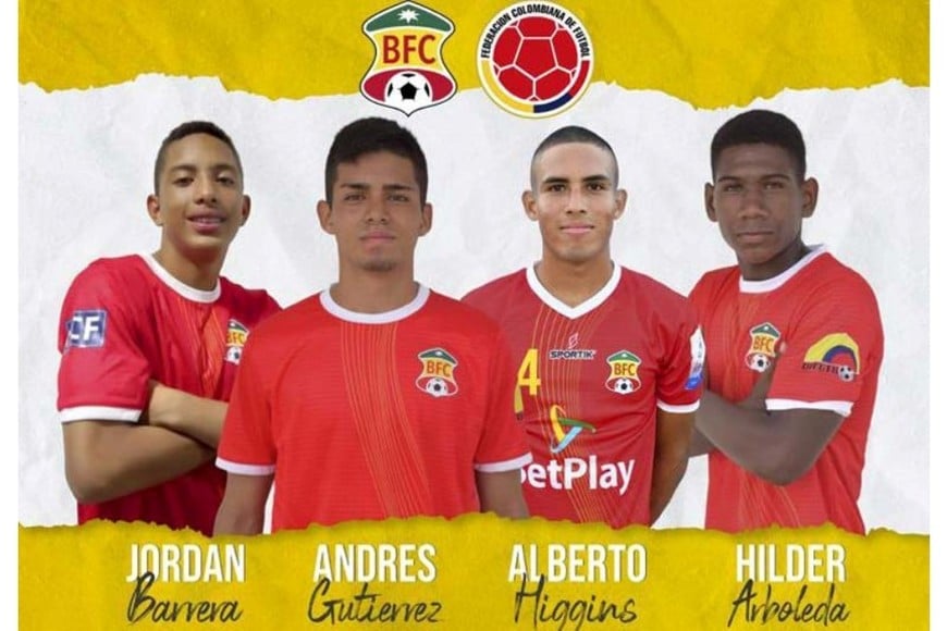 Andrés Gutiérrez junto a otros de los convocados a selecciones juveniles desde Barranquilla FC.