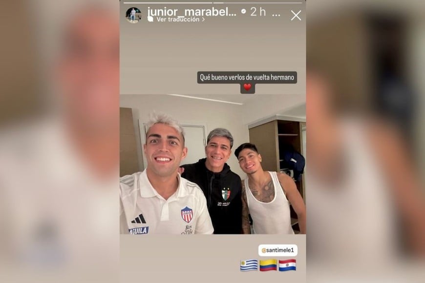 Todos ex Unión. El arquero uruguayo Santiago Mele, el "9" paraguayo Junior Osvaldo Marabel y el punterito colombiano Bryan Castrillón, todos juntos en Chile en la semana de la Copa Sudamericana. El delantero guaraní, que está en Palestino, sigue siendo del Tate.