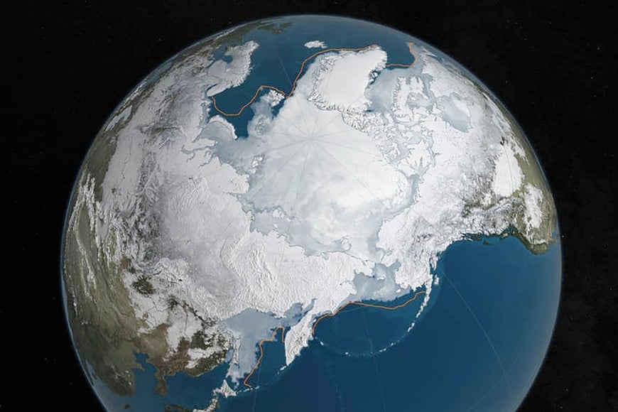 An undated NASA illustration shows Arctic sea ice at a record low wintertime maximum extent for the second straight year, according to scientists at the NASA-supported National Snow and Ice Data Center (NSIDC) and NASA.  At 5.607 million square miles (14.52 million square kilometers), the Arctic sea ice is the lowest maximum extent in the satellite record, and 431,000 square miles (1,116,284 square kilometers) below the 1981 to 2010 average maximum extent,  according to NASA.  REUTERS/NASA Goddard's Scientific Visualization Studio/C. Starr/Handout via Reuters  THIS IMAGE HAS BEEN SUPPLIED BY A THIRD PARTY. IT IS DISTRIBUTED, EXACTLY AS RECEIVED BY REUTERS, AS A SERVICE TO CLIENTS. FOR EDITORIAL USE ONLY. NOT FOR SALE FOR MARKETING OR ADVERTISING CAMPAIGNS   disminucion record hielo polo norte oceano artico efectos del calentamiento global