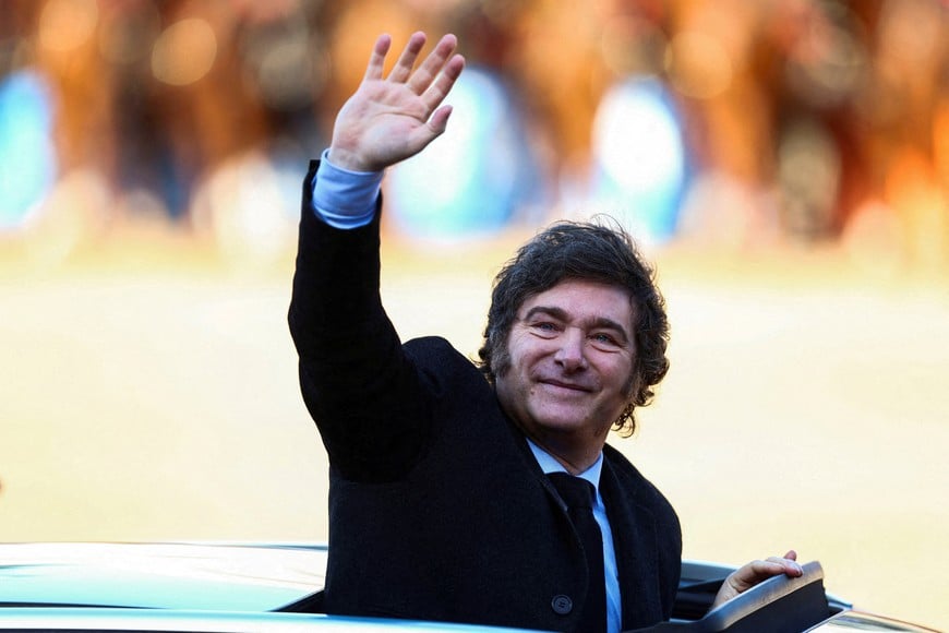 FILE PHOTO: Argentina's President Javier Milei arrives to attend the official opening ceremony of the 136th Rural Society's annual exposition, in Buenos Aires, Argentina, July 28, 2024. REUTERS/Matias Baglietto/File Photo