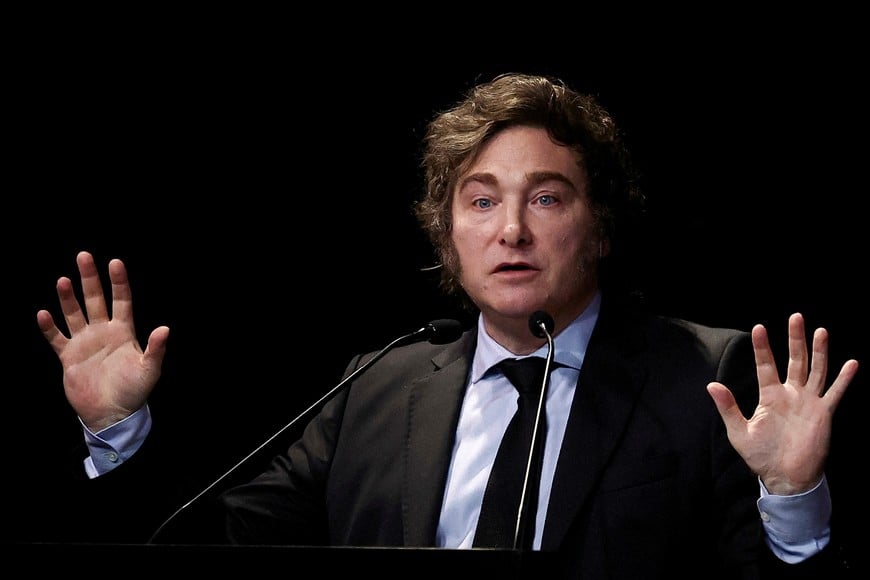 FILE PHOTO: Argentina's President Javier Milei speaks at a business event, in Buenos Aires, Argentina June 5, 2024. REUTERS/Agustin Marcarian/File Photo