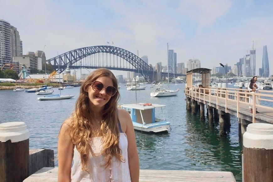 Paulia Salierno en el Harbour Bridge de Sydney.