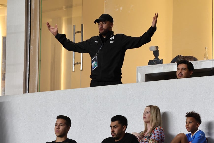 Soccer Football - Saudi Super Cup - Final - Al Hilal v Al Ittihad - Mohammed Bin Zayed Stadium, Abu Dhabi, United Arab Emirates - April 11, 2024
Al Hilal's Neymar reacts in the stands during the match REUTERS/Stringer