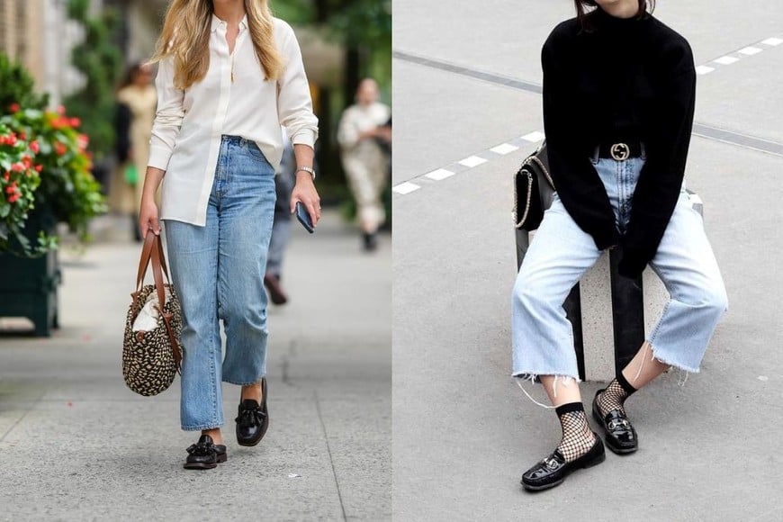 Usa jeans rectos con mocasines para un look que equilibra elegancia y comodidad.