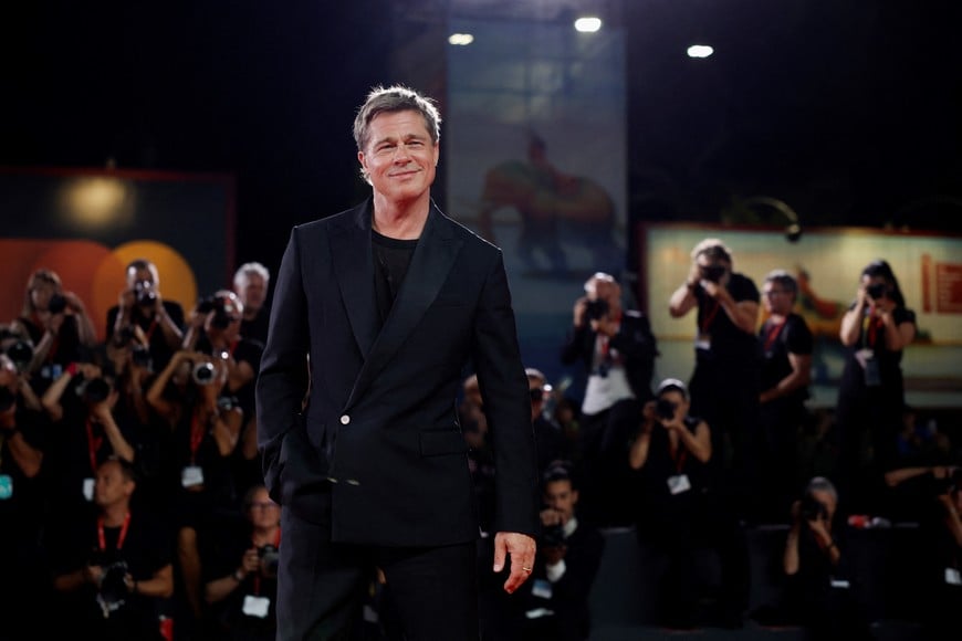 Brad Pitt poses on the red carpet during arrivals for the movie "Wolfs" presented out of competition during the 81st Venice Film Festival, in Venice, Italy, September 1, 2024. REUTERS/Louisa Gouliamaki