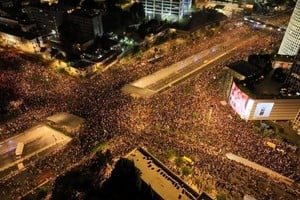 Tel Aviv fue el epicentro de las protestas; pero no fue el único sitio de Israel en manifestarse. Foto: X @Sandy92_SKY.