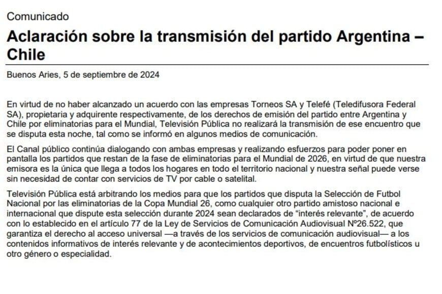 comunicado tv publica