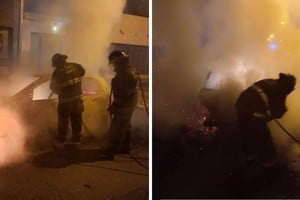 Un incendio de magnitu destruyó por completo un automóvil que estaba estacionado en la calle