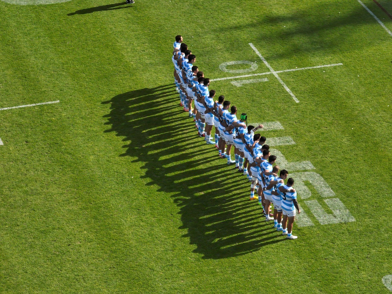 Los Pumas entonando el Himno Nacional Argentino 