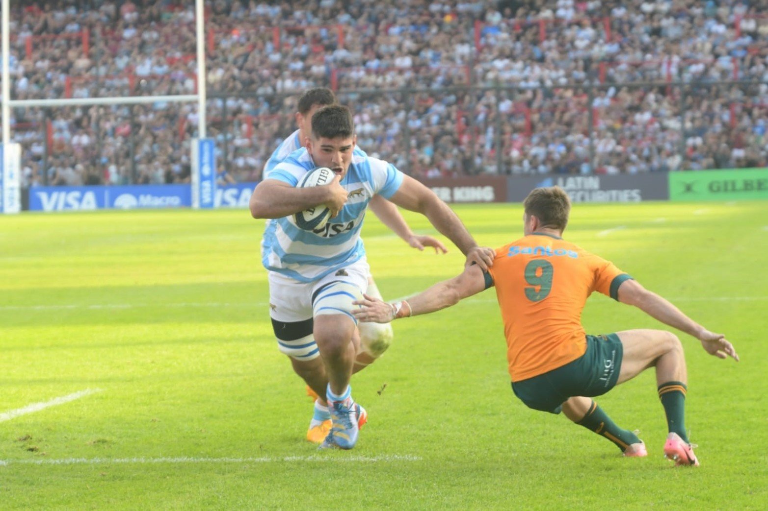 Tomás Albornoz en un vibrante segundo tiempo entre los Pumas y Wallabies