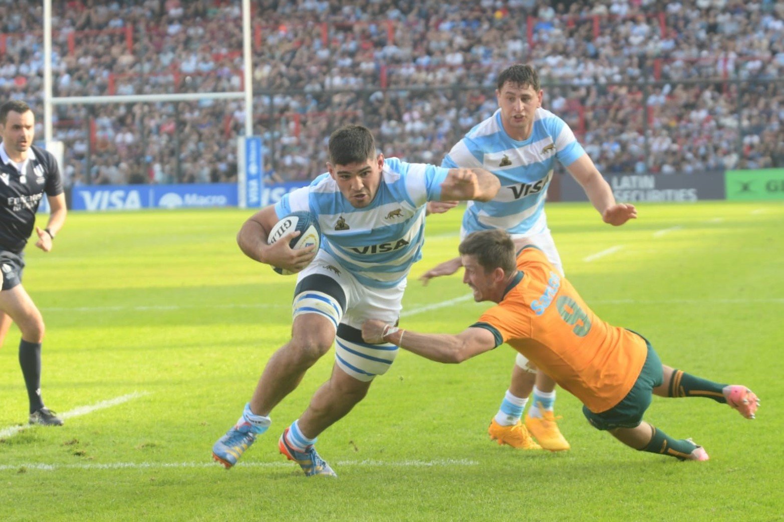 Tomás Albornoz en un vibrante segundo tiempo entre los Pumas y Wallabies