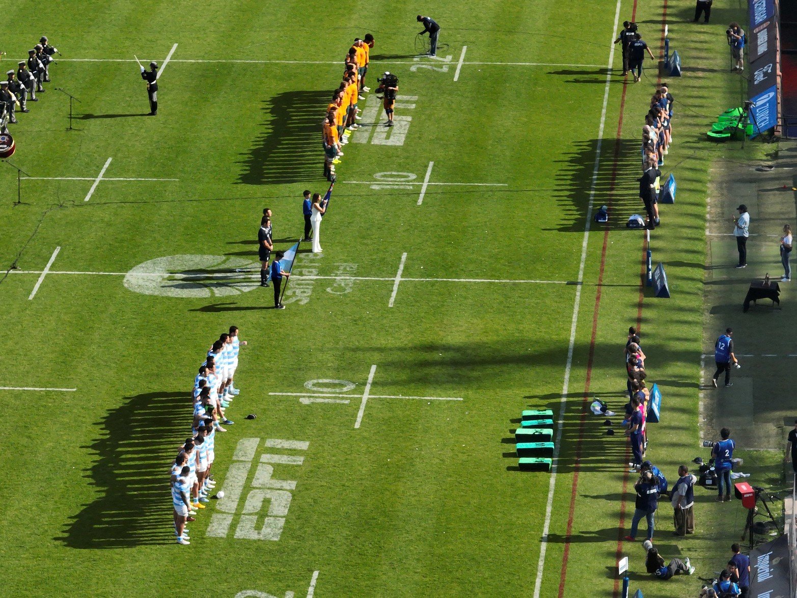 Pumas y Wallabies en la ceremonia de entrada  