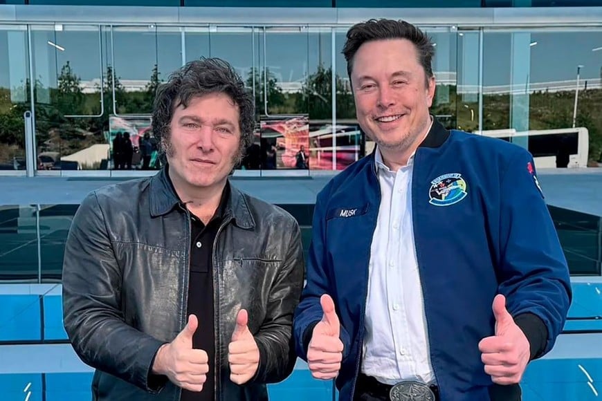 El Presidente argentino en uno de sus encuentros con Elon Musk.