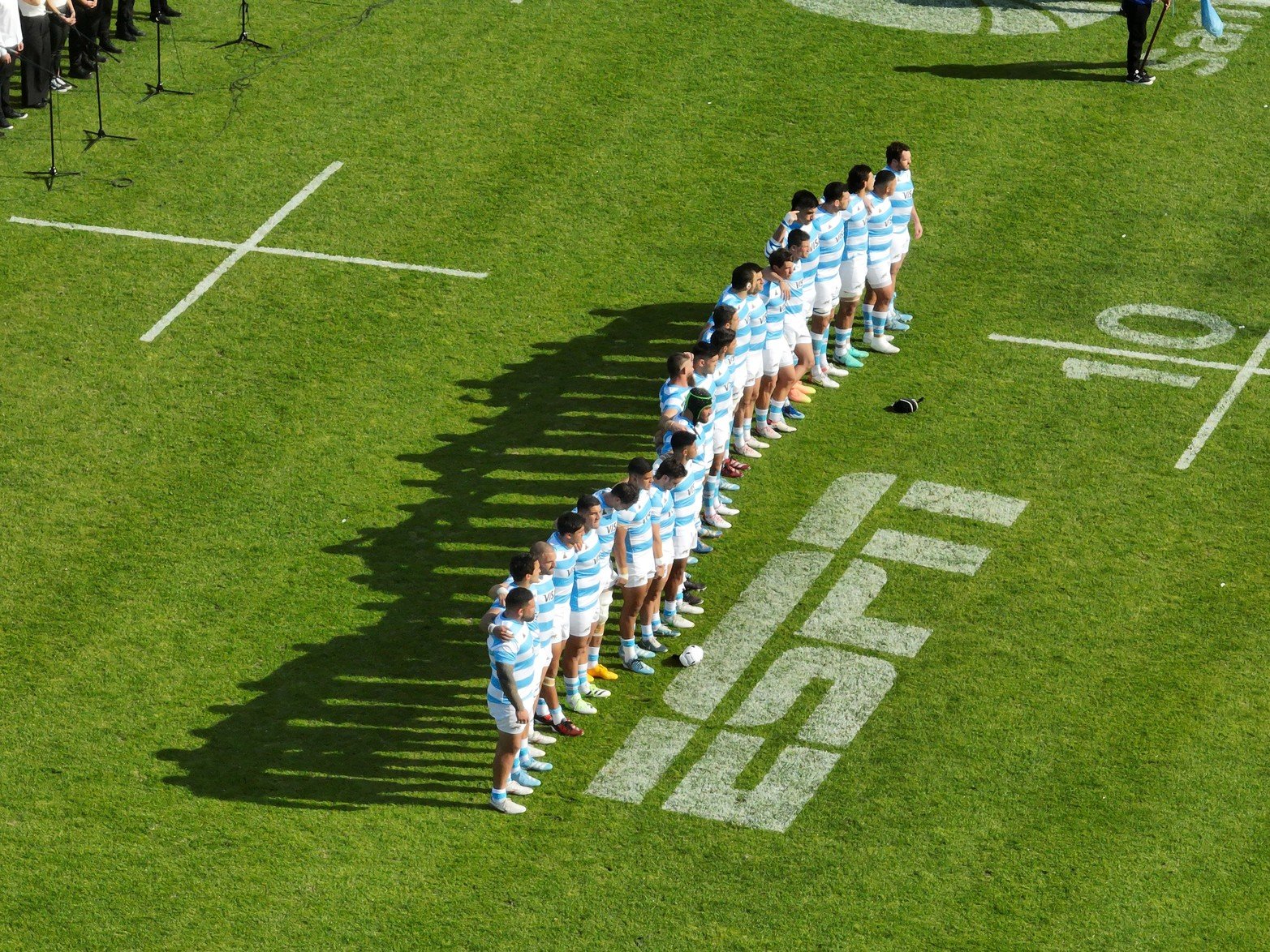 Los Pumas entonando el Himno Nacional Argentino 