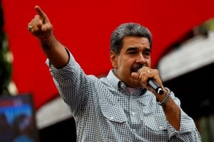 FILE PHOTO: Venezuelan President Nicolas Maduro delivers a speech during a rally to celebrate the results of last month's presidential election, in Caracas, Venezuela August 28, 2024. REUTERS/Fausto Torrealba/File Photo