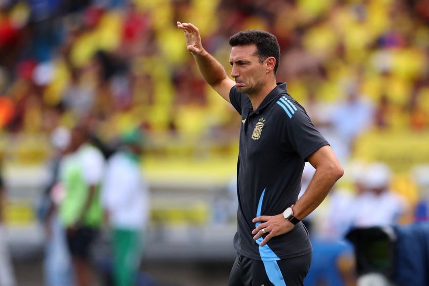 Soccer Football - World Cup - South American Qualifiers - Colombia v Argentina - Estadio Metropolitano, Barranquilla, Colombia - September 10, 2024
Argentina coach Lionel Scaloni reacts REUTERS/Luisa Gonzalez