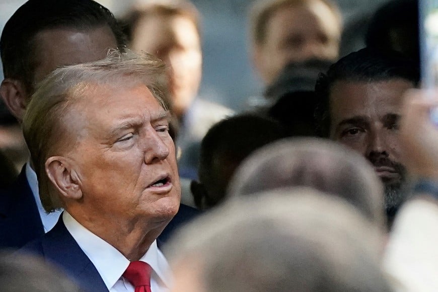 Republican presidential nominee and former U.S. President Donald Trump attends a ceremony marking the 23rd anniversary of the September 11, 2001 attacks on the World Trade Center at the 9/11 Memorial and Museum in the Manhattan borough of New York City, U.S., September 11, 2024. REUTERS/Nathan Howard