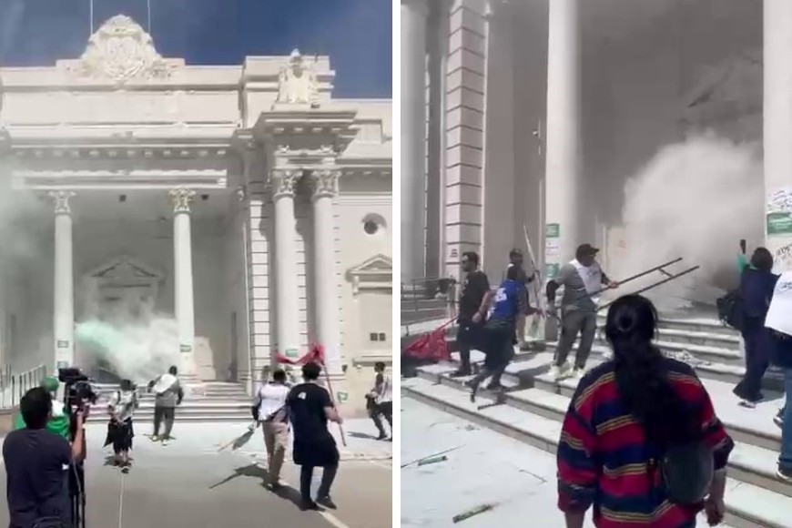 Los incidentes en la puerta de la Legislatura.