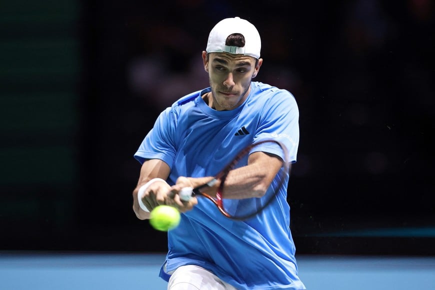 Tennis - Davis Cup - Group D - Argentina v Finland - AO Arena, Manchester, Britain - September 14, 2024
Argentina's Francisco Cerundolo in action during his singles match against Finland's Otto Virtanen Action Images via Reuters/Ed Sykes