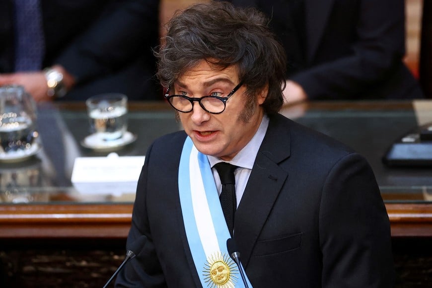 Argentine President Javier Milei presents the fiscal year 2025 budget, at the National Congress in Buenos Aires, Argentina, September 15, 2024. REUTERS/Agustin Marcarian