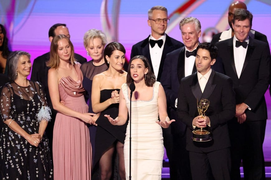 The cast and crew of "Hacks" accept the award for Best Comedy Series at the 76th Primetime Emmy Awards in Los Angeles, California, U.S., September 15, 2024. REUTERS/Mario Anzuoni