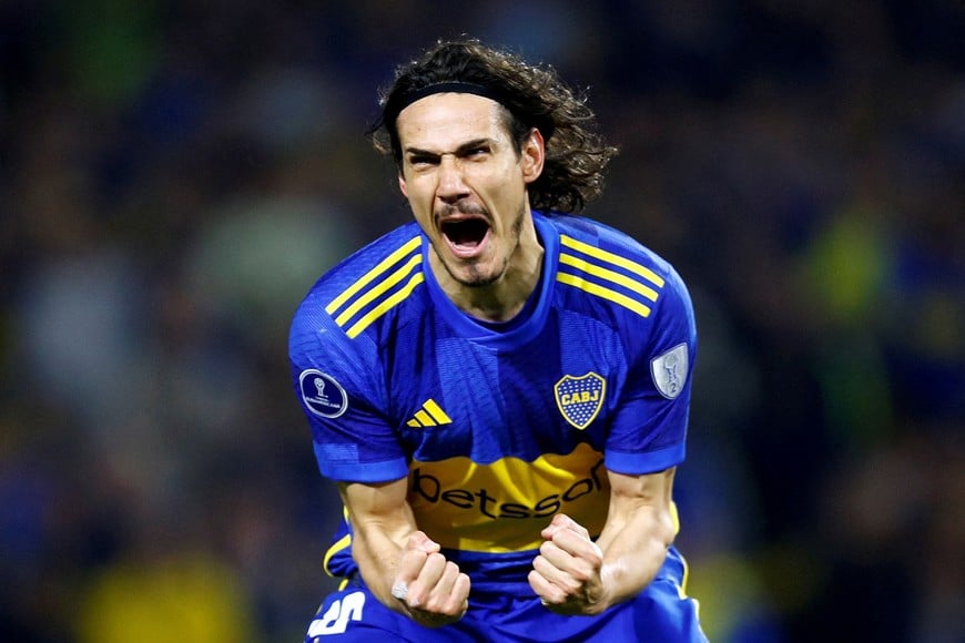 Soccer Football - Copa Sudamericana - Round of 32 - Second Leg - Boca Juniors v Independiente del Valle - Estadio La Bombonera, Buenos Aires, Argentina - July 24, 2024
Boca Juniors' Edinson Cavani celebrates scoring their first goal REUTERS/Cristina Sille     TPX IMAGES OF THE DAY