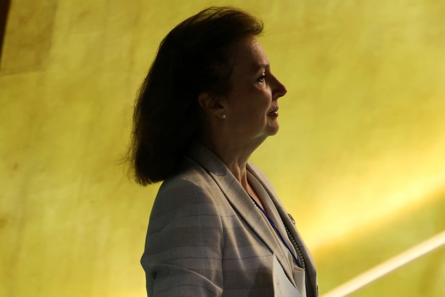 Argentina's Minister of Foreign Affairs Diana Elena Mondino attends to address the "Summit of the Future" in the General Assembly Hall of the United Nations Headquarters in New York City, U.S., September 22, 2024. REUTERS/Caitlin Ochs