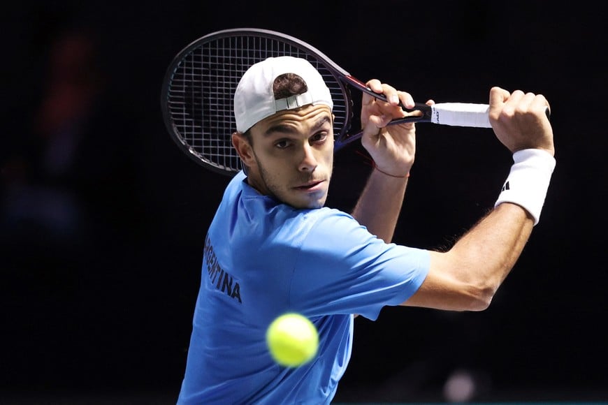 Tennis - Davis Cup - Group D - Argentina v Finland - AO Arena, Manchester, Britain - September 14, 2024
Argentina's Francisco Cerundolo in action during his singles match against Finland's Otto Virtanen Action Images via Reuters/Ed Sykes