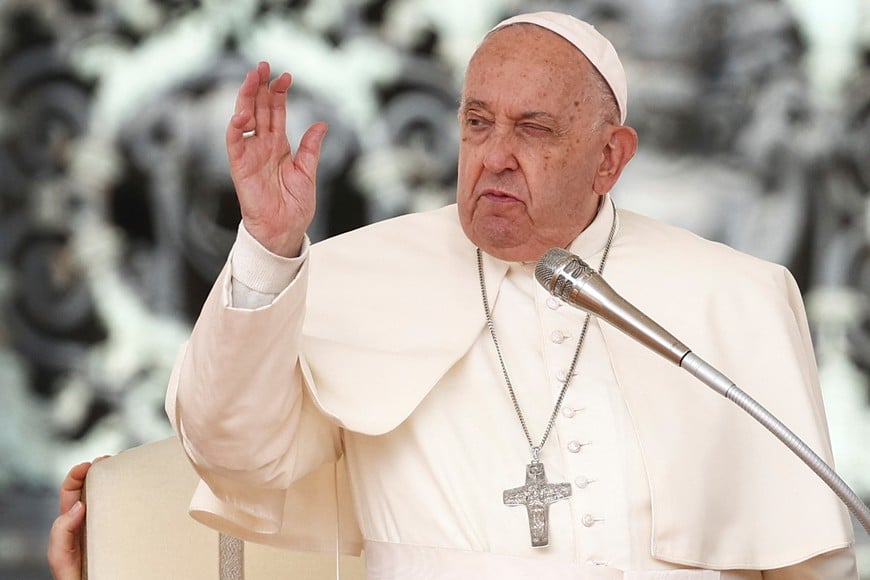 Pope Francis speaks during the weekly general audience in St. Peter's Square at the Vatican, September 25, 2024. REUTERS/Guglielmo Mangiapane