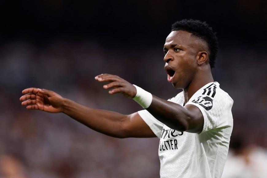 Soccer Football - Champions League - Real Madrid v VfB Stuttgart - Santiago Bernabeu, Madrid, Spain - September 17, 2024
Real Madrid's Vinicius Junior reacts REUTERS/Juan Medina