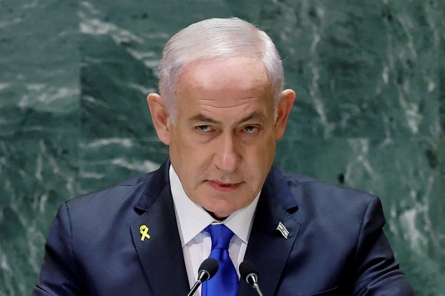 FILE PHOTO: Israel's Prime Minister Benjamin Netanyahu addresses the 79th United Nations General Assembly at U.N. headquarters in New York, U.S., September 27, 2024.  REUTERS/Eduardo Munoz/File Photo