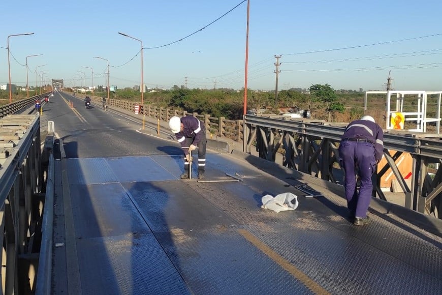 Tareas de mantenimiento este miércoles por la mañana. Crédito: Vialidad Nacional